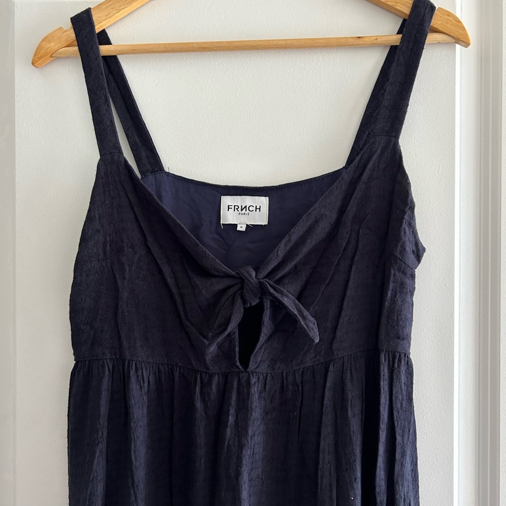 FRNCH Black Midi Dress with tie in front